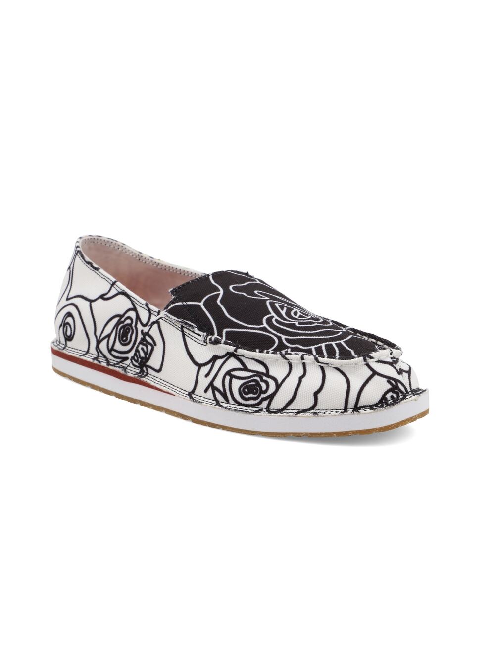 Twisted X Women's Slip-On Loafer, Moc Toe, Black & White, 7.5 M